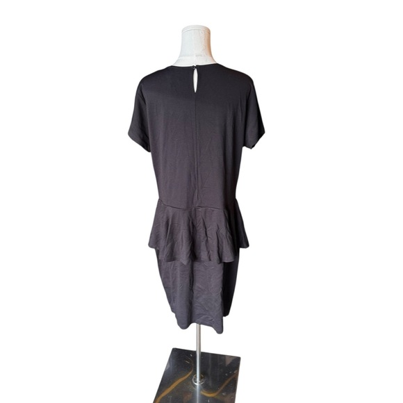 ASOS Curve - NWT Black Peplum Hem Short Sleeve Preppy Dress Sz 18 US / 22 UK - Picture 4 of 8